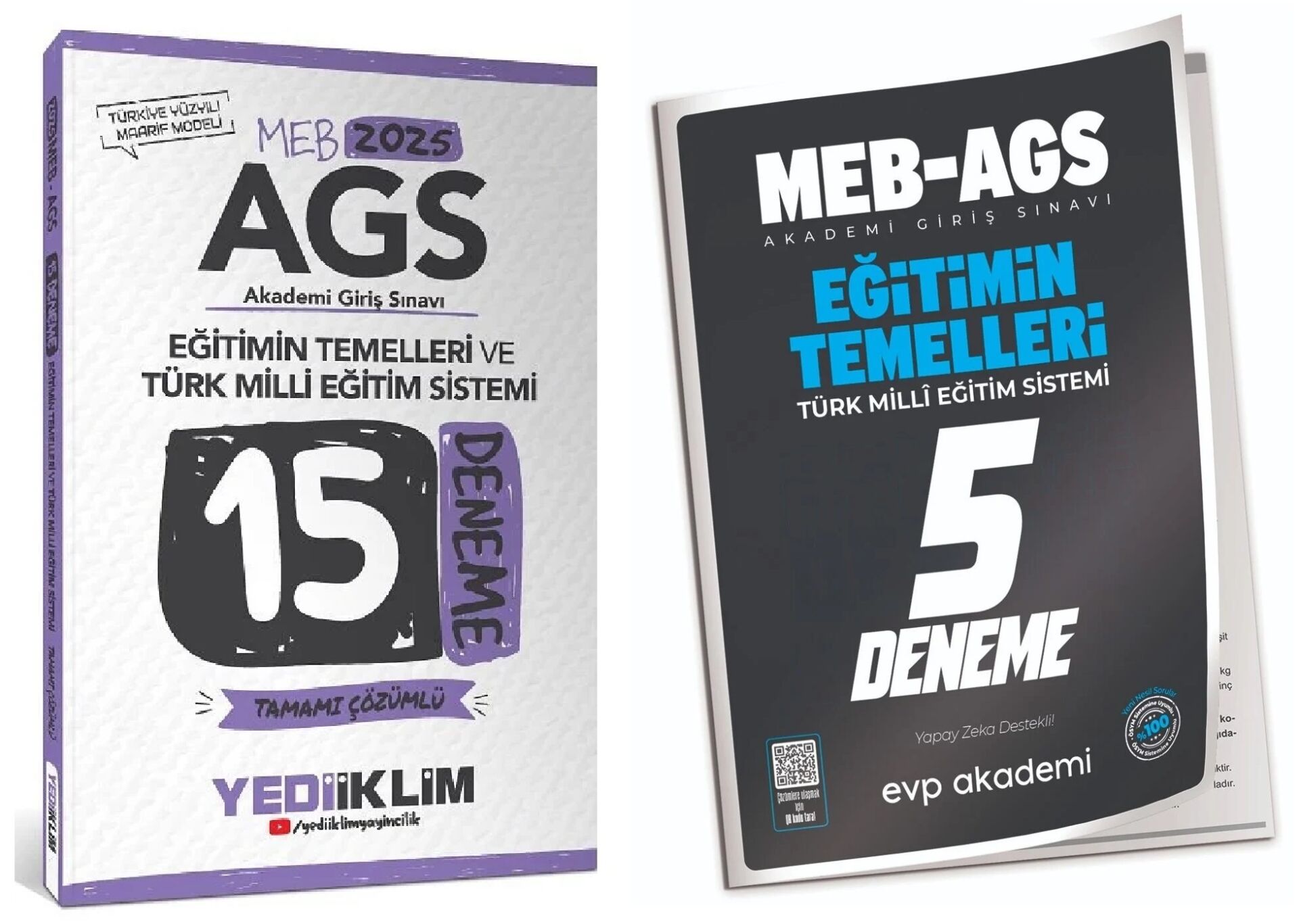 Yediiklim + EVP 2025 MEB-AGS Eğitimin Temelleri 15+5 Deneme 2 li Set Yediiklim Yayınları + EVP Akademi