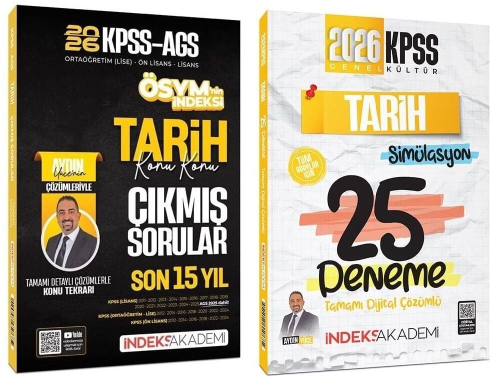 İndeks Akademi 2026 KPSS Tarih Çıkmış Sorular + 25 Deneme 2 li Set - Aydın Yüce İndeks Akademi Yayıncılık