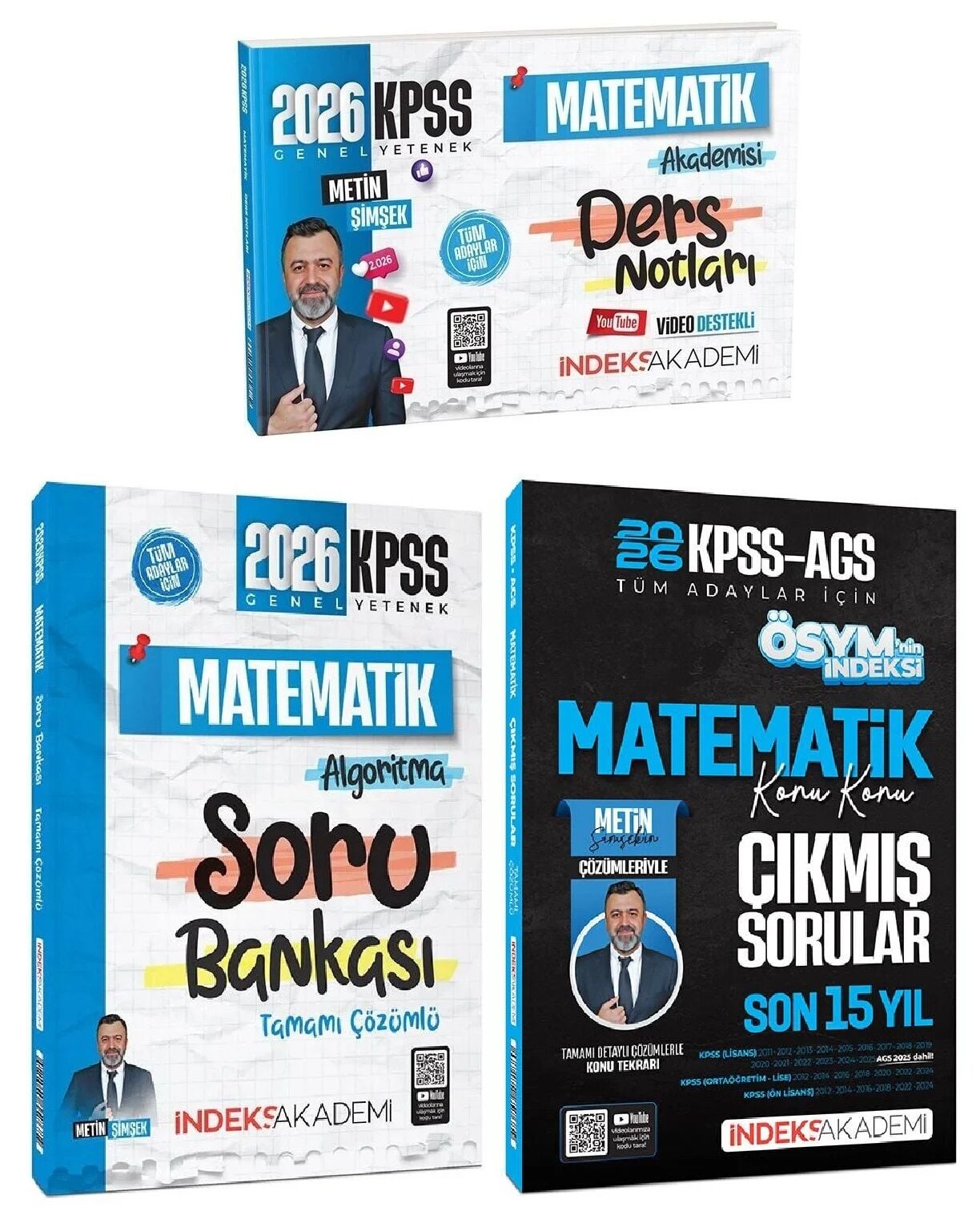 İndeks Akademi 2026 KPSS Matematik Video Ders Notları + Soru Bankası + Çıkmış Sorular 3 lü Set - Metin Şimşek İndeks Akademi Yayıncılık