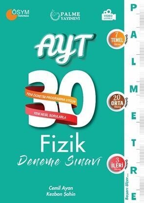 Palme YKS AYT Fizik Palmetre 30 Deneme Sınavı Video Çözümlü Palme Yayınları