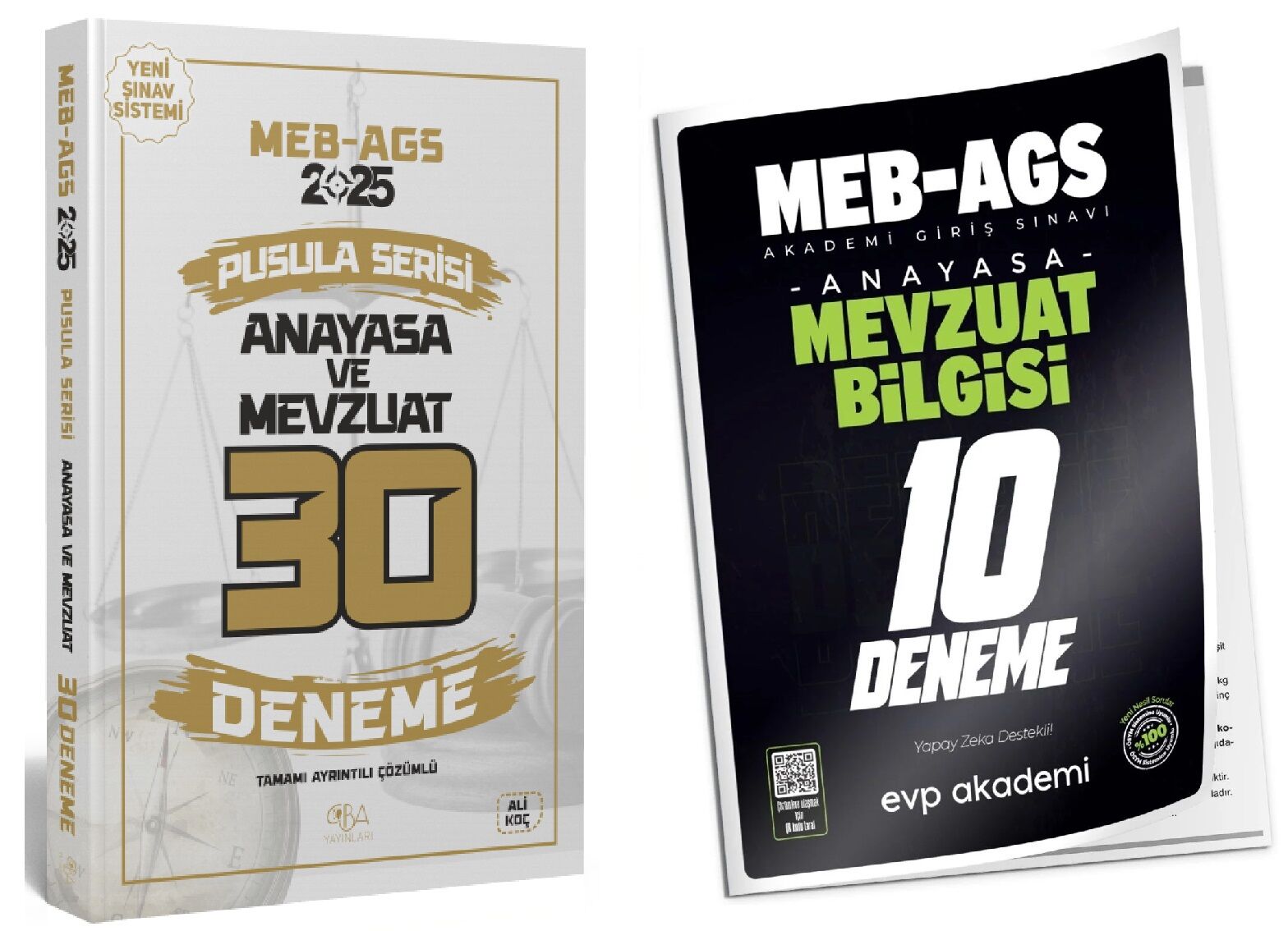 CBA + EVP 2025 MEB-AGS Mevzuat 30+10 Deneme 2 li Set Pusula Serisi - Ali Koç CBA Yayınları + EVP Akademi