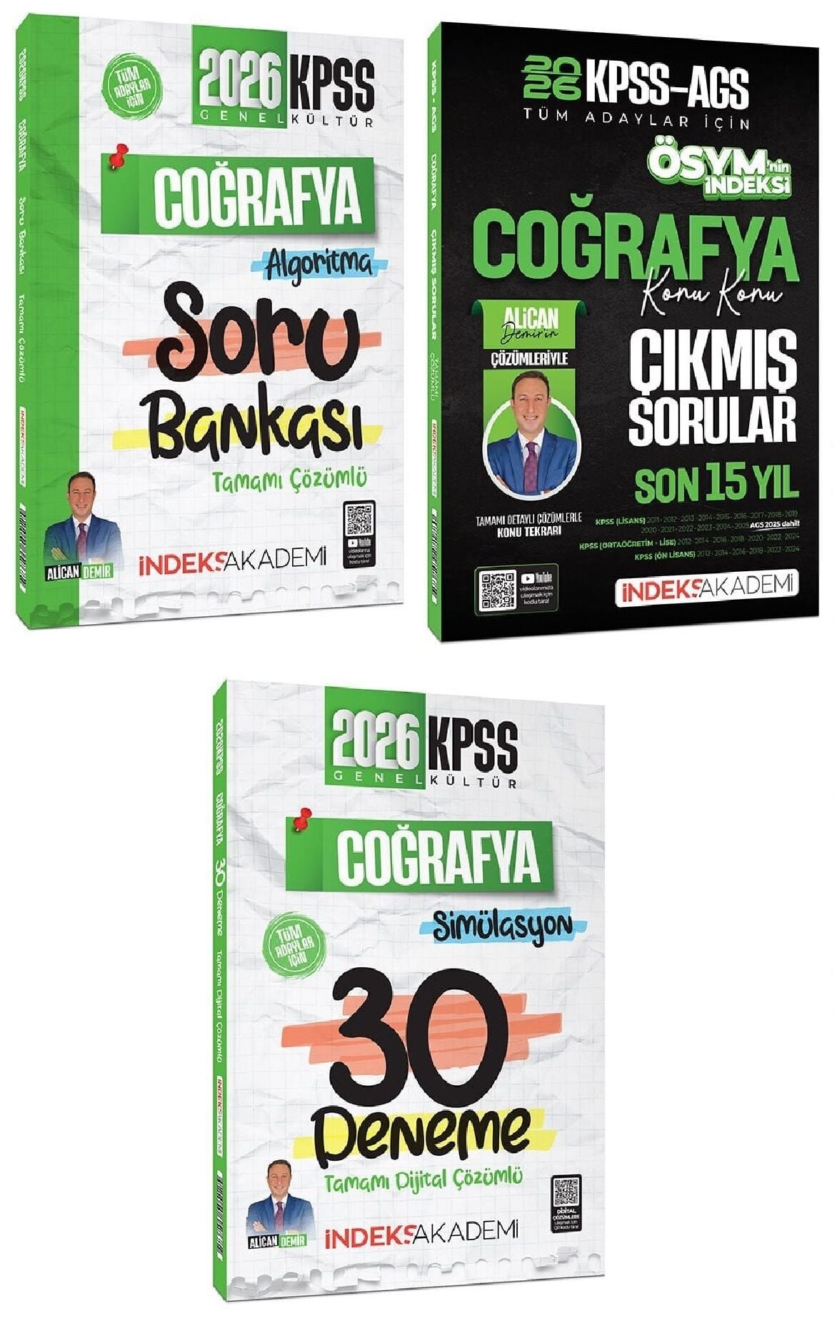 İndeks Akademi 2026 KPSS Coğrafya Soru Bankası + Çıkmış Sorular + 30 Deneme 3 lü Set - Alican Demir İndeks Akademi Yayıncılık