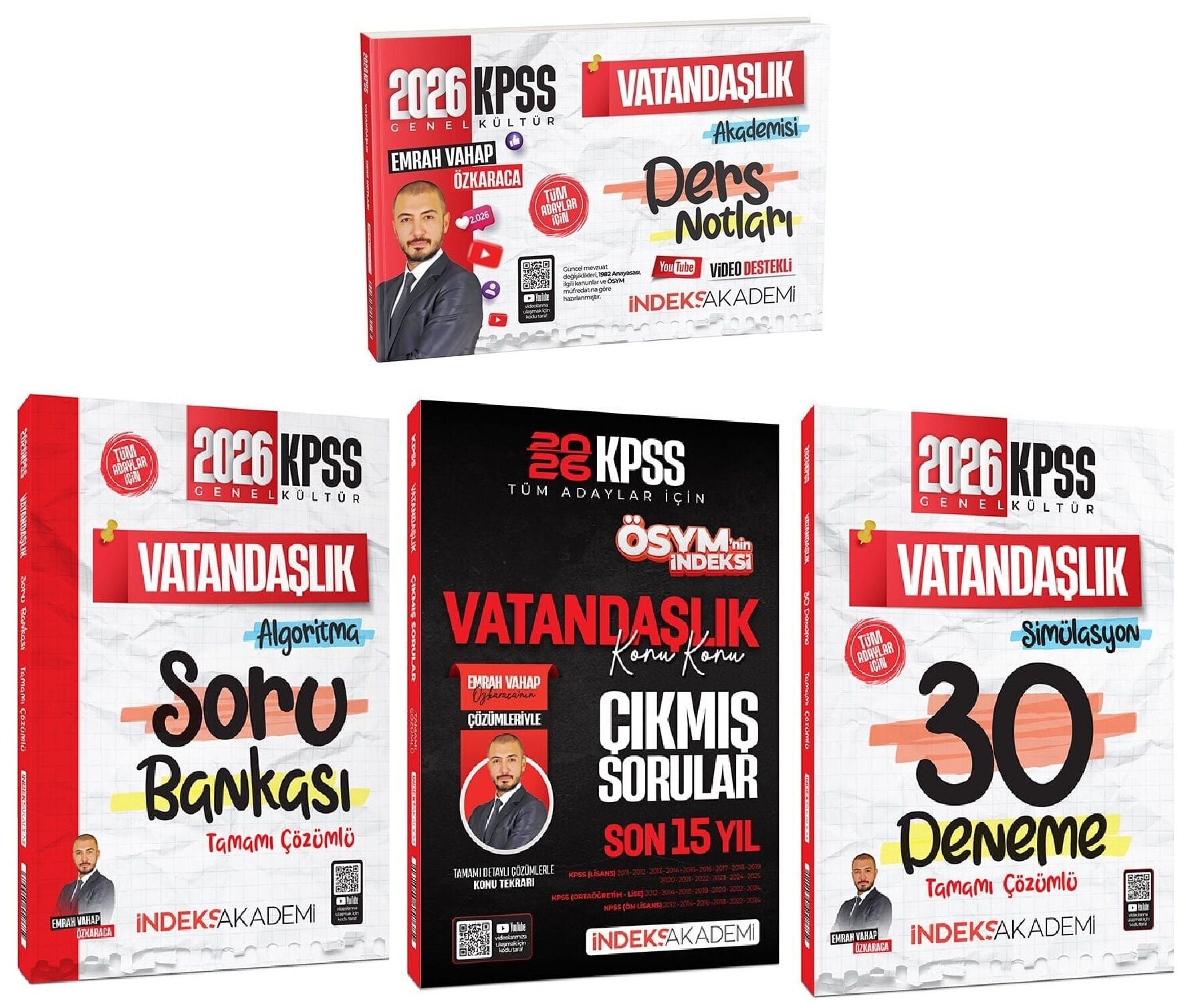 İndeks Akademi 2026 KPSS Vatandaşlık Ders Notları + Soru Bankası + Çıkmış Sorular + 30 Deneme 4 lü Set - Emrah Vahap Özkaraca İndeks Akademi Yayıncılık