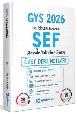 GYS Akademi 2026 GYS İçişleri Bakanlığı Şef Özet Ders Notları Görevde Yükselme GYS Akademi