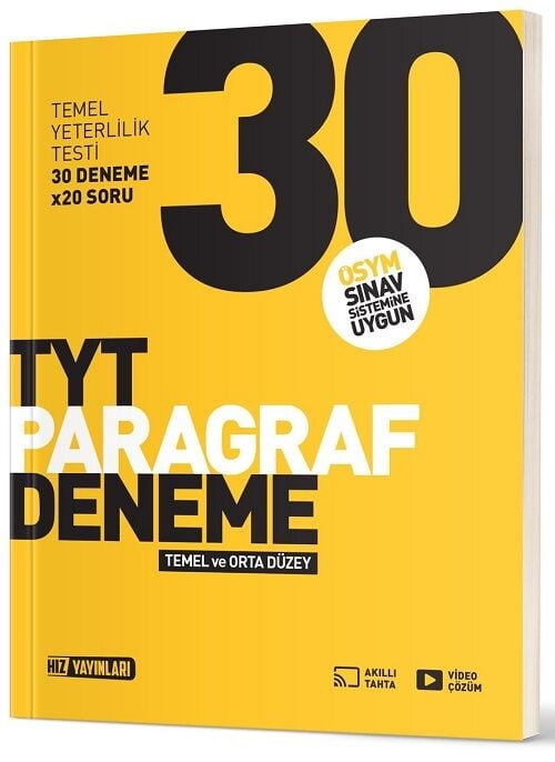 Hız Yayınları YKS TYT Temel ve Orta Düzey Paragraf 30 Deneme Hız Yayınları
