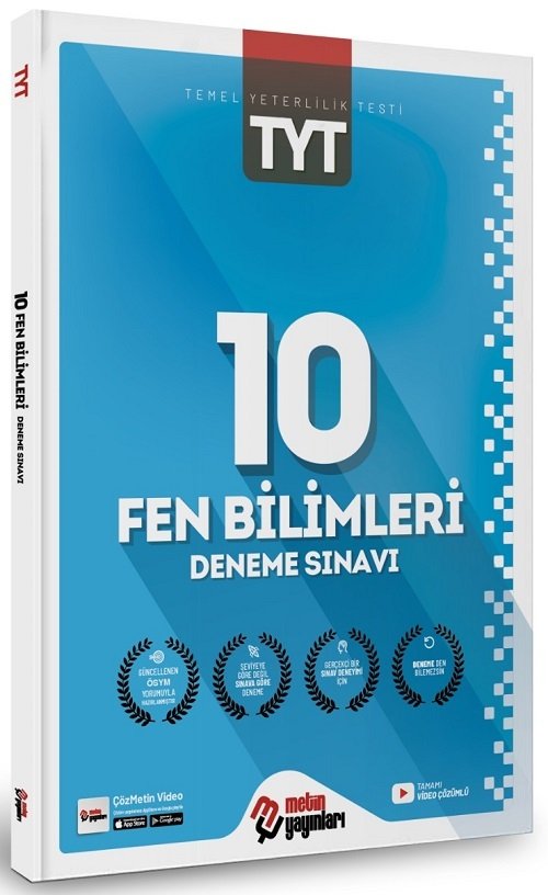 Metin YKS TYT Fen Bilimleri 10 Deneme Video Çözümlü Metin Yayınları