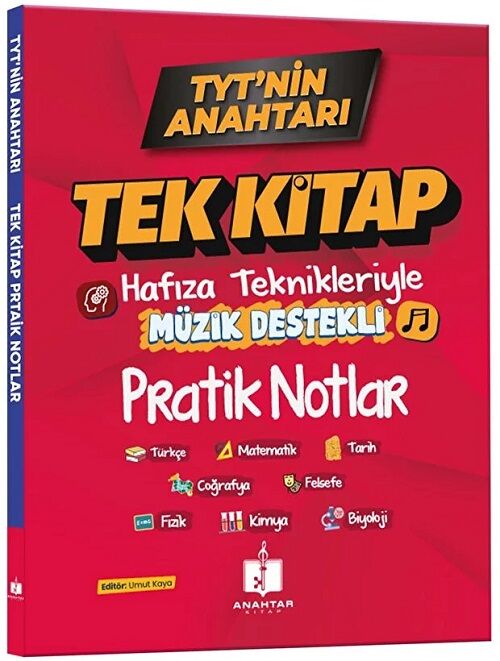 Anahtar Kitap YKS TYT nin Anahtarı Hafıza Teknikleriyle Müzik Destekli Pratik Notlar Tek Kitap Anahtar Kitap