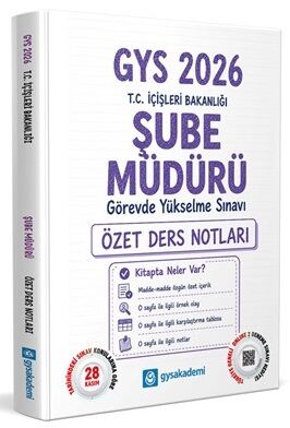 GYS Akademi 2026 GYS İçişleri Bakanlığı Şube Müdürü Özet Ders Notları Görevde Yükselme GYS Akademi