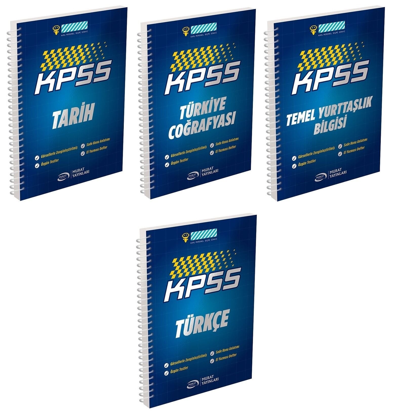 Murat KPSS Tarih + Coğrafya + Vatandaşlık + Türkçe Defteri 4 lü Set Murat Yayınları