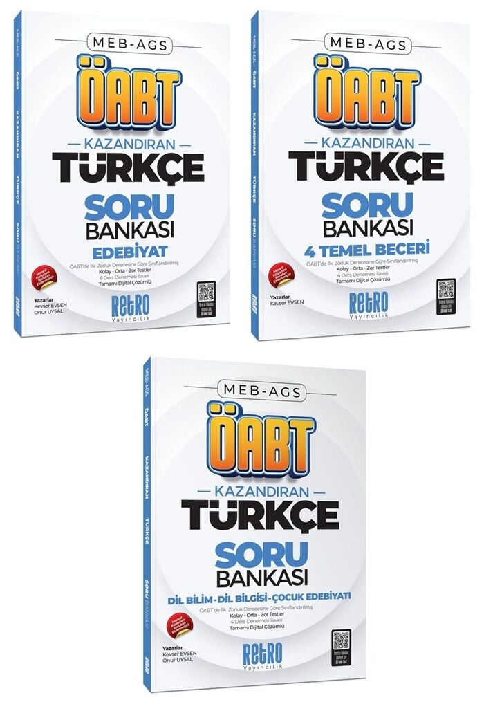 Retro ÖABT MEB-AGS Türkçe Öğretmenliği Kazandıran Soru Bankası 3 lü Set - Kevser Evsen Retro Yayıncılık