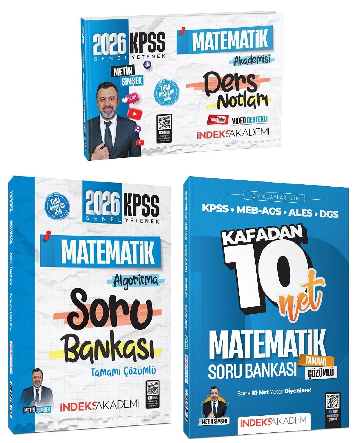 İndeks Akademi 2026 KPSS Matematik Akademisi Video Ders Notları + Soru Bankası 3 lü Set - Metin Şimşek İndeks Akademi Yayıncılık