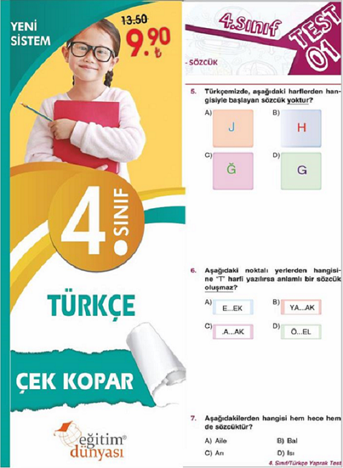 SÜPER FİYAT - Eğitim Dünyası 4. Sınıf Türkçe Yaprak Test Çek Kopar Eğitim Dünyası Yayınları