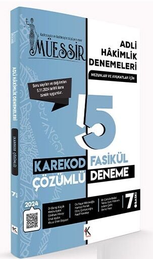 Kuram 2024 MÜESSİR Adli Hakimlik Fasikül 5 Deneme Çözümlü 7. Baskı Kuram Kitap Yayınları