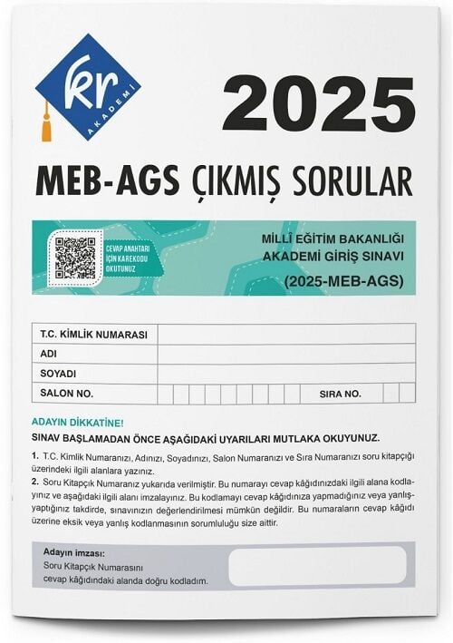 KR Akademi 2025 MEB-AGS Sınavı Tüm Dersler Çıkmış Sorular Tıpkı Basım KR Akademi Yayınları