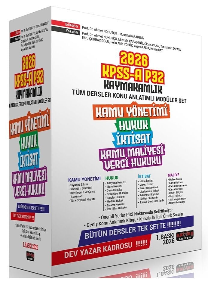 Savaş 2026 KPSS A Grubu P32 ve Kaymakamlık Konu Anlatımlı Modüler Set 1. Baskı - Ahmet Nohutçu Savaş Yayınları