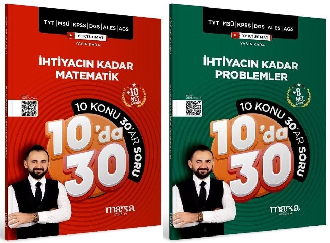 Marka KPSS MEB-AGS TYT MSÜ DGS ALES İhtiyacın Kadar Matematik + Problemler 10 da 30 Soru Bankası 2 li Set Yektuğ Mat - Yasin Kara Marka Yayınları