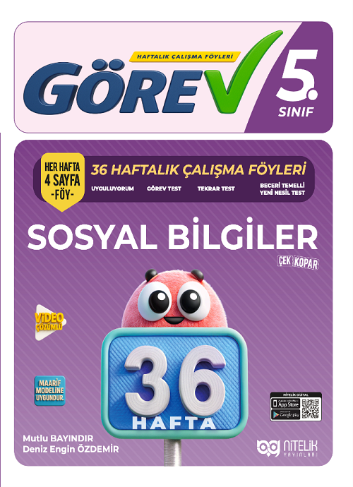 Nitelik 5. Sınıf Sosyal Bilgiler Görev 36 Haftalık Çalışma Föyleri Nitelik Yayınları