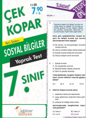 SÜPER FİYAT - Eğitim Dünyası 7. Sınıf Sosyal Bilgiler Yaprak Test Çek Kopar Eğitim Dünyası Yayınları