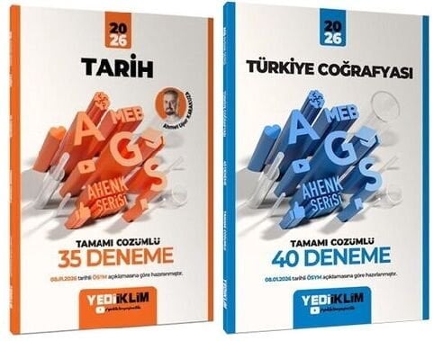 YENİ AGS - Yediiklim 2026 MEB-AGS Tarih + Türkiye Coğrafyası 75 Deneme Ahenk Serisi 2 li Set Yediiklim Yayınları