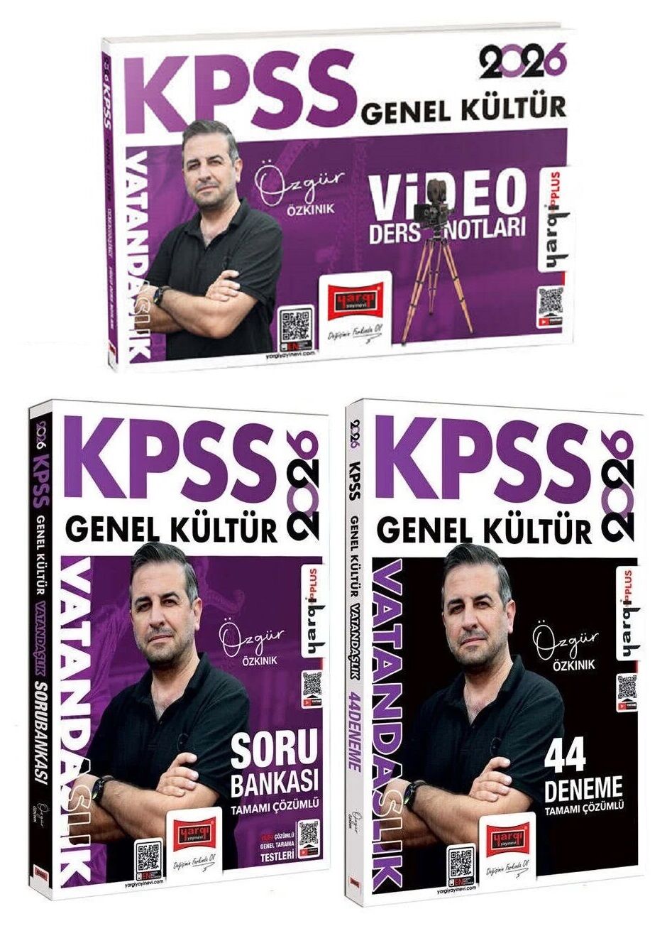 Yargı 2026 KPSS Vatandaşlık Video Ders Notları + Soru Bankası + 44 Deneme 3 lü Set - Özgür Özkınık Yargı Yayınları