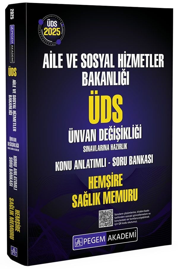 Pegem 2025 ÜDS GYS Aile ve Sosyal Hizmetler Bakanlığı Hemşire, Sağlık Memuru Konu Anlatımlı Soru Bankası Ünvan Değişikliği Görevde Yükselme Pegem Akademi Yayınları