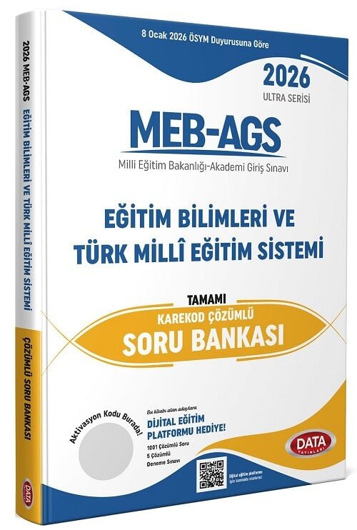 YENİ AGS - Data 2026 MEB-AGS Eğitim Bilimleri ve Türk Milli Eğitim Sistemi Soru Bankası Çözümlü Ultra Serisi Data Yayınları