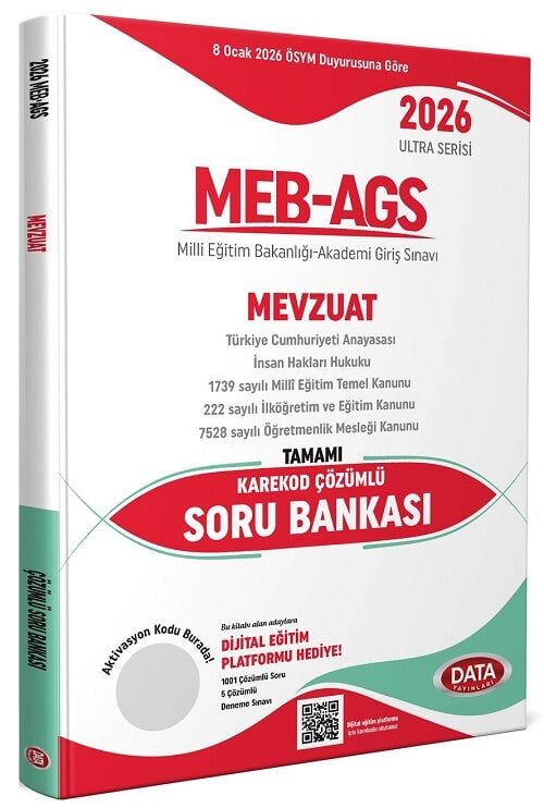 YENİ AGS - Data 2026 MEB-AGS Mevzuat Soru Bankası Çözümlü Ultra Serisi Data Yayınları