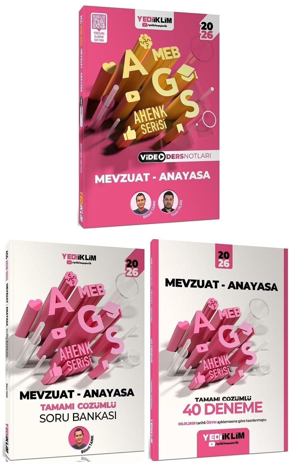 YENİ AGS - Yediiklim 2026 MEB-AGS Mevzuat - Anayasa Ders Notları + Soru Bankası + 40 Deneme Ahenk Serisi 3 lü Set - Bülent Tanık, Yasin Yıldız Yediiklim Yayınları