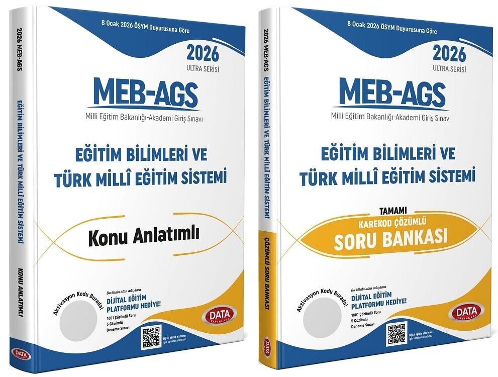 YENİ AGS - Data 2026 MEB-AGS Eğitim Bilimleri ve Türk Milli Eğitim Sistemi Konu Anlatımlı + Soru Bankası 2 li Set Ultra Serisi Data Yayınları
