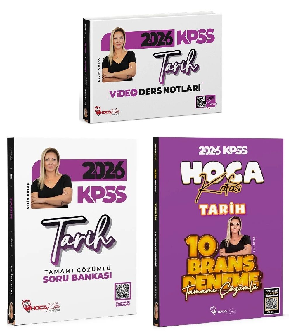 Hoca Kafası 2026 KPSS Tarih Video Ders Notları + Soru Bankası + 10 Deneme 3 lü Set - Selin Ortaç Hoca Kafası Yayınları