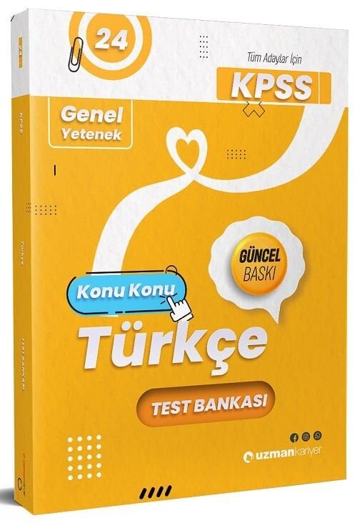 SÜPER FİYAT - Uzman Kariyer 2024 KPSS Türkçe Test Bankası Yaprak Test Uzman Kariyer Yayınları