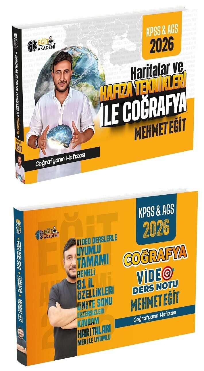 Eğit Akademi 2026 KPSS MEB-AGS Haritalar ve Hafıza Teknikleri ile Coğrafya + Video Ders Notu 2 li Set - Mehmet Eğit Eğit Akademi