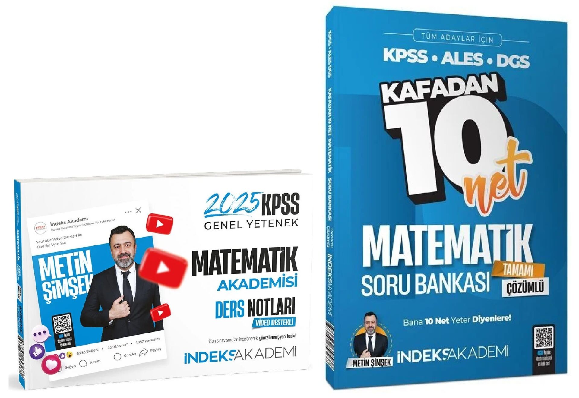 SÜPER FİYAT - İndeks Akademi 2025 KPSS Matematik Akademisi Video Ders Notları + Kafadan 10 Net Soru Bankası 2 li Set - Metin Şimşek İndeks Akademi Yayıncılık