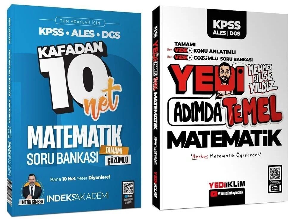 Yediiklim + İndeks KPSS DGS ALES 7 Yedi Adımda Temel Matematik Konu Anlatımlı Soru Bankası 2 li Set - Mehmet Bilge Yıldız Yediiklim Yayınları