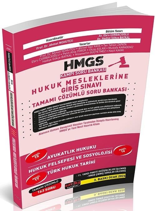 Savaş 2026 HMGS Kampı Avukatlık Hukuku, Hukuk Felsefesi ve Sosyolojisi, Türk Hukuk Tarihi Soru Bankası Çözümlü 3. Baskı - Ebru Çorbacıoğlu Savaş Yayınları