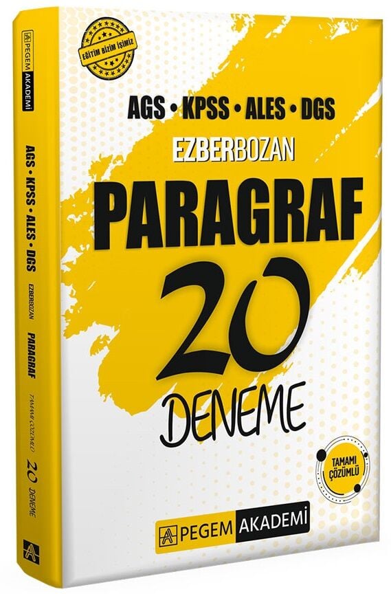 Pegem 2026 KPSS MEB-AGS ALES DGS Paragraf Ezberbozan 20 Deneme Çözümlü Pegem Akademi Yayınları