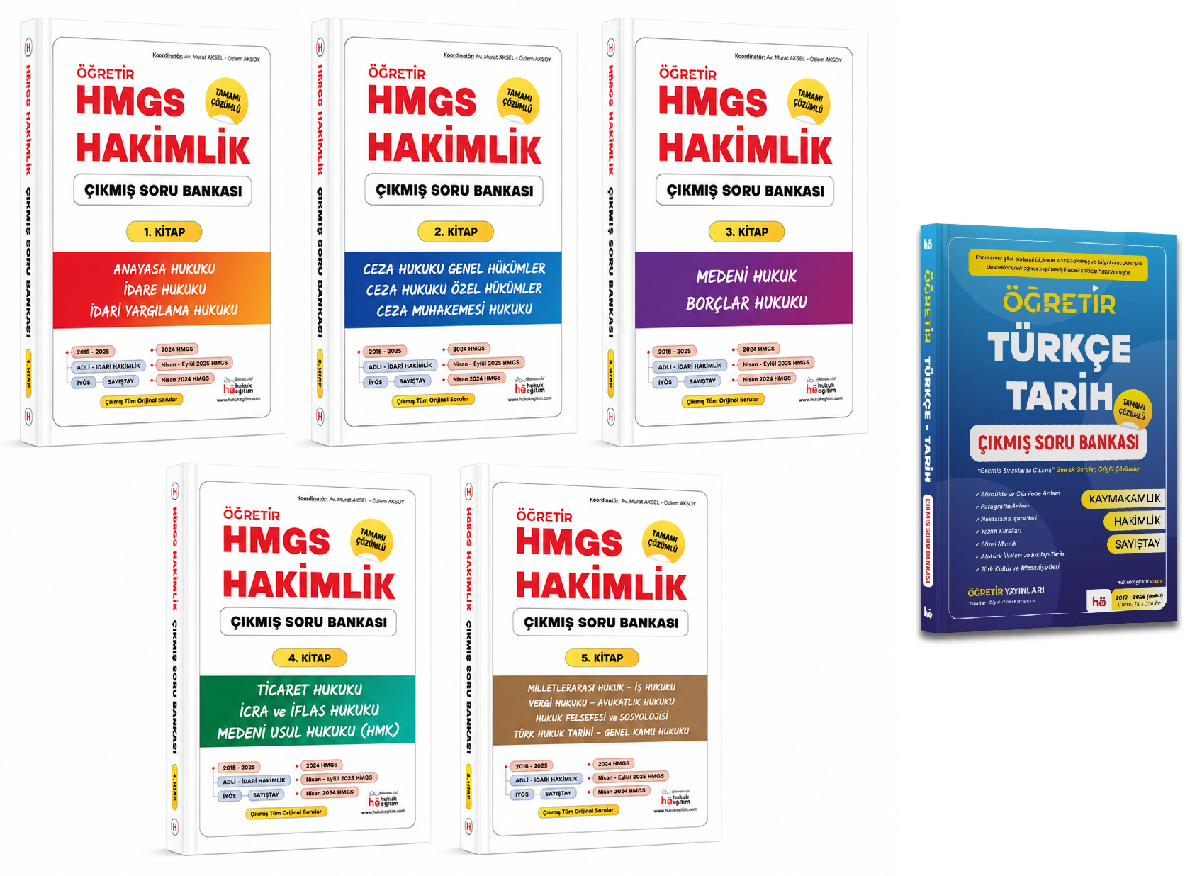 Öğretir Kaymakamlık HMGS Hakimlik + Türkçe + Tarih Çıkmış Soru Bankası 2 li Set Öğretir Yayınları