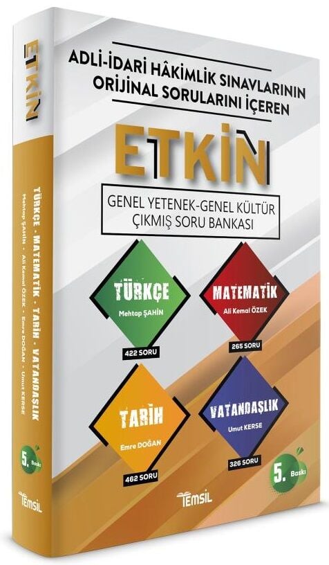 Temsil ETKİN Adli İdari Hakimlik Genel Yetenek Genel Kültür Çıkmış Soru Bankası Çözümlü 5. Baskı Temsil Kitap Yayınları