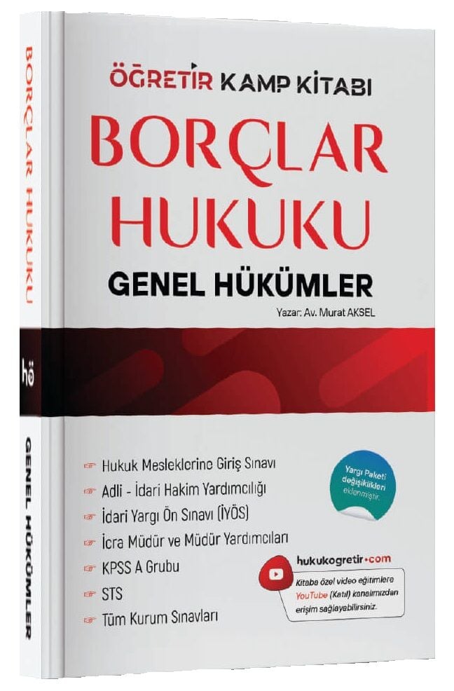 Öğretir HMGS Hakimlik KPSS Borçlar Hukuku Genel Hükümler Konu Anlatımlı Kamp Kitabı - Murat Aksel Öğretir Yayınları