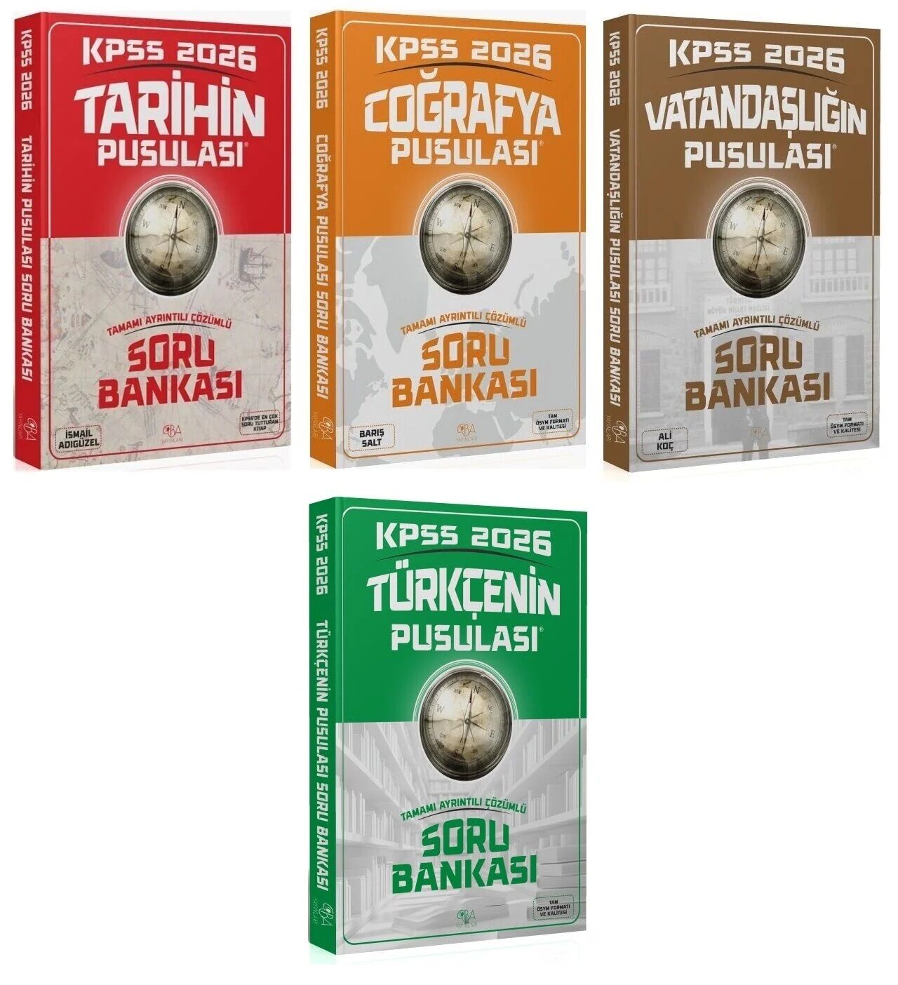 CBA Yayınları 2026 KPSS Tarih + Coğrafya + Vatandaşlık + Türkçe Pusulası Soru Bankası 4 lü Set CBA Yayınları