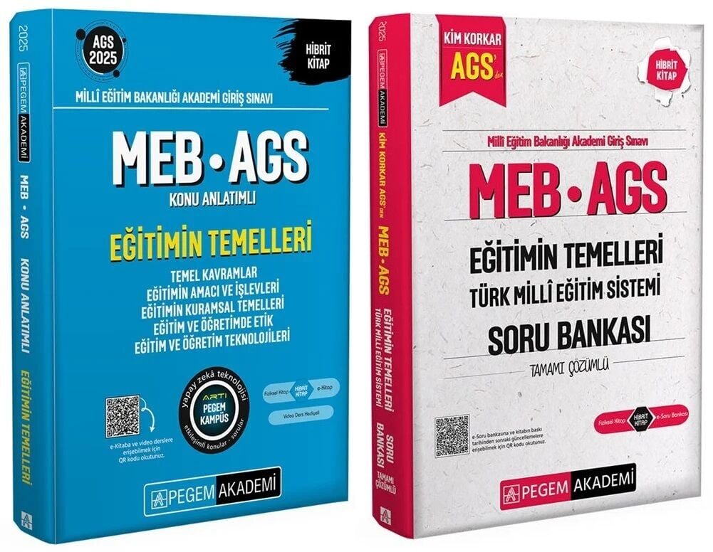 Pegem 2025 MEB-AGS Eğitimin Temelleri Konu + Soru Bankası 2 li Set Pegem Akademi Yayınları