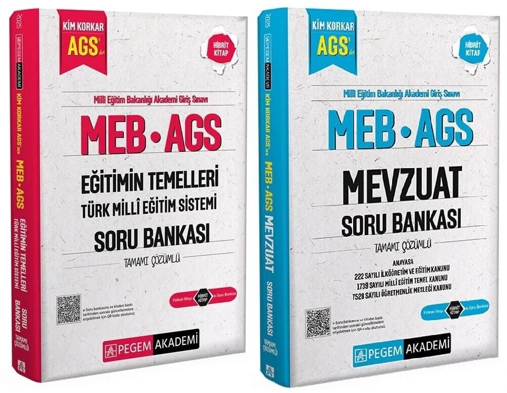 Pegem 2026 MEB-AGS Eğitimin Temelleri + Mevzuat Soru Bankası 2 li Set Pegem Akademi Yayınları