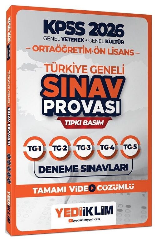 Yediiklim 2026 KPSS Lise Ortaöğretim Ön Lisans Türkiye Geneli Sınav Provası 5 Deneme Çözümlü (1-2-3-4-5) Yediiklim Yayınları