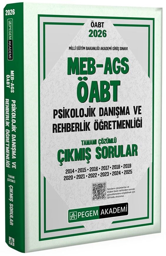 Pegem 2026 ÖABT MEB-AGS Psikolojik Danışma ve Rehberlik Çıkmış Sorular Çözümlü Pegem Akademi Yayınları