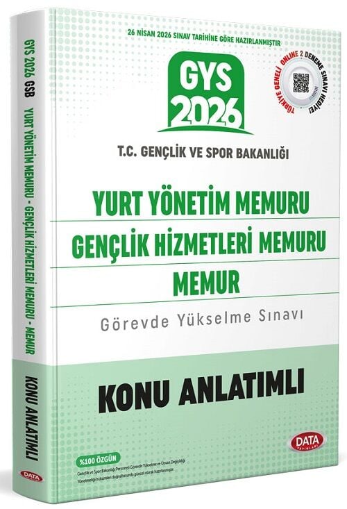 Data 2026 GYS Gençlik ve Spor Bakanlığı Yurt Yönetim, Gençlik Hizmetleri Memuru, Memur Konu Anlatımlı Görevde Yükselme Data Yayınları