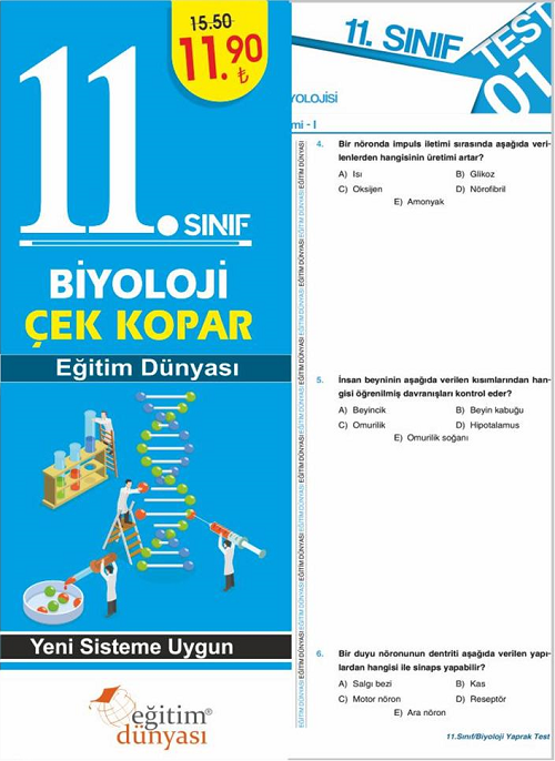 SÜPER FİYAT - Eğitim Dünyası 11. Sınıf Biyoloji Yaprak Test Çek Kopar Eğitim Dünyası Yayınları