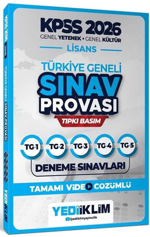 Yediiklim 2026 KPSS Genel Yetenek Genel Kültür Lisans Türkiye Geneli Sınav Provası 5 Deneme Çözümlü (1-2-3-4-5) Yediiklim Yayınları