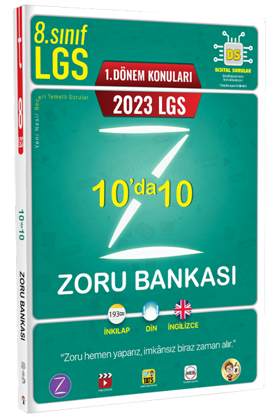 Tonguç 2023 8. Sınıf LGS 1. Dönem 10 da 10 Zoru Soru Bankası İnkılap-Din-İngilizce Tonguç Akademi