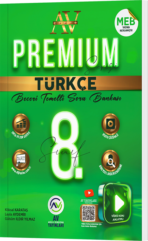 Av Yayınları 8. Sınıf Türkçe Premium Beceri Temelli Soru Bankası Çözümlü Av Yayınları