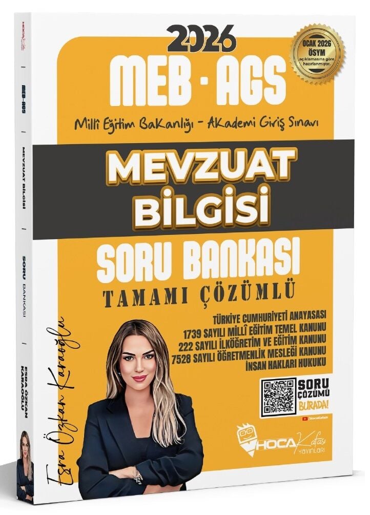YENİ AGS - Hoca Kafası 2026 MEB-AGS Mevzuat Bilgisi Soru Bankası Çözümlü - Esra Özkan Karaoğlu Hoca Kafası Yayınları